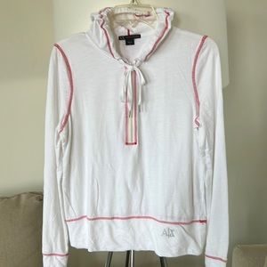 Armani Exchange white cotton hoodie